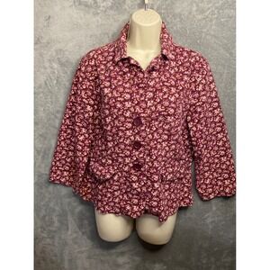SO sereal so right Floral Corduroy Button Front Blazer Jacket Womens XL